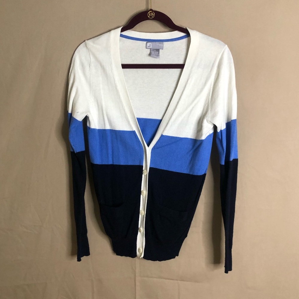 Blue and white sweater